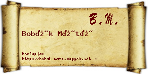 Bobák Máté névjegykártya